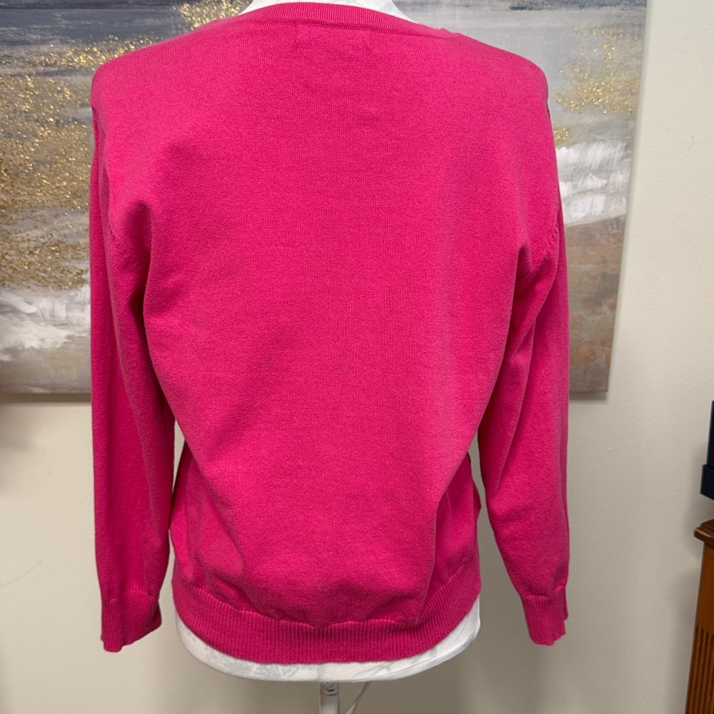 SWEATER, Cardigan, Long Sleeve, Button down, Embellished, Bright Pink - Picture 3 of 8